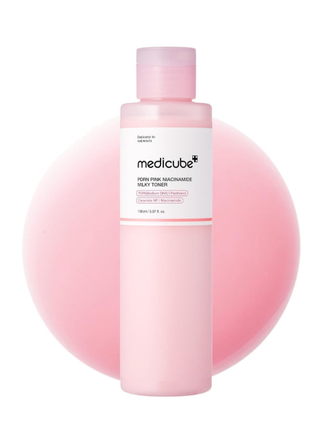 Medicube PDRN Pink Niacinamide Milky Toner for Hydrating, Moisturizing, Soothing, Ceramide, Peptide, Glass Glow Skin, Korean Skincare | 150ml  - Image 1