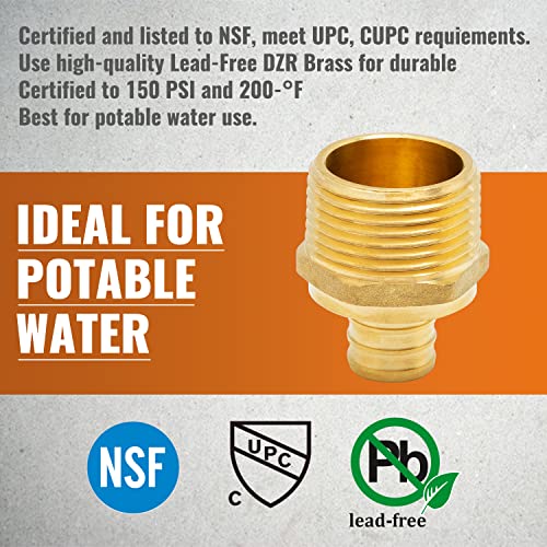 SUNGATOR 6-Pack 3/4" PEX Male Adapter, No Lead Brass, UPC Certified - Image 5