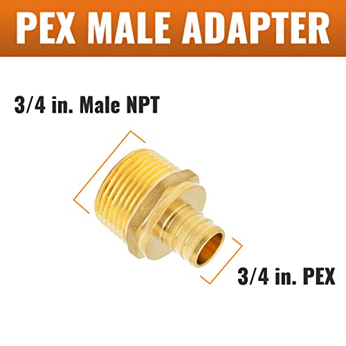 SUNGATOR 6-Pack 3/4" PEX Male Adapter, No Lead Brass, UPC Certified - Image 2