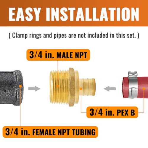 SUNGATOR 6-Pack 3/4" PEX Male Adapter, No Lead Brass, UPC Certified - Image 4