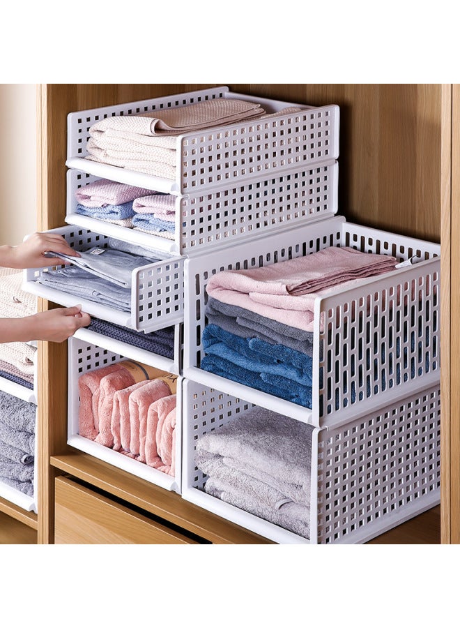 Wardrobe Storage Layered Wardrobe Partition Cabinet Layered Rack Clothes Organizer Shelf Basket Drawer-type Storage Box Desktop-Color:Short Style  Depth 46.5 Width 34, Height 13.3
