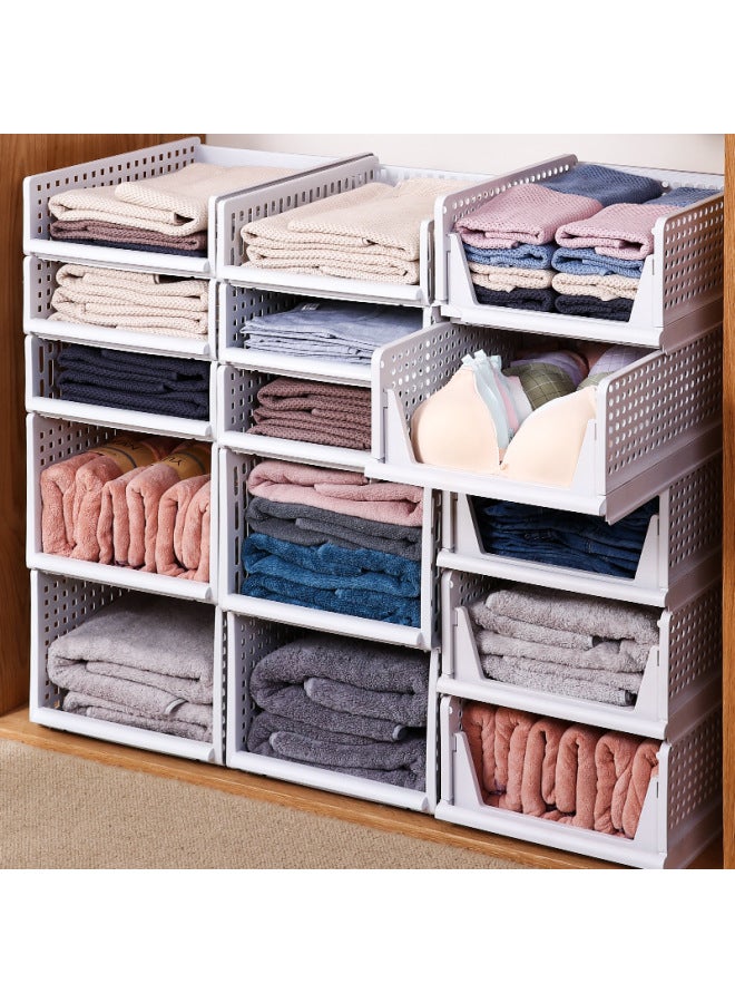 Wardrobe Storage Layered Wardrobe Partition Cabinet Layered Rack Clothes Organizer Shelf Basket Drawer-type Storage Box Desktop-Color:Short Style  Depth 46.5 Width 34, Height 13.3