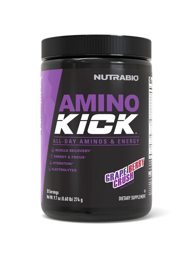NutraBio Amino Kick - Amino Acid Energy Formula - BCAA's, Electrolytes for Hydration, Natural Caffeine- 30 Servings (Grape Berry Crush) - Image 1