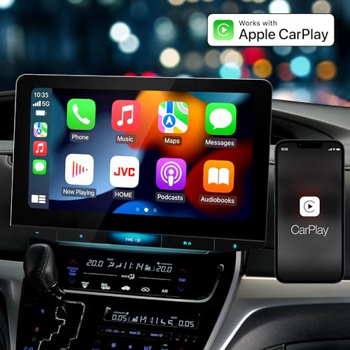 JVC جهاز استقبال ستيريو سيارة JVC KW-Z1000W بلوتوث مع منفذ USB – شاشة تعمل باللمس عائمة عالية الدقة 10.1 بوصة، راديو AM/FM - مشغل MP3 - مزدوج DIN - جاهز لـ Waze مع Apple CarPlay أو Android Auto (أسود) - Image 5