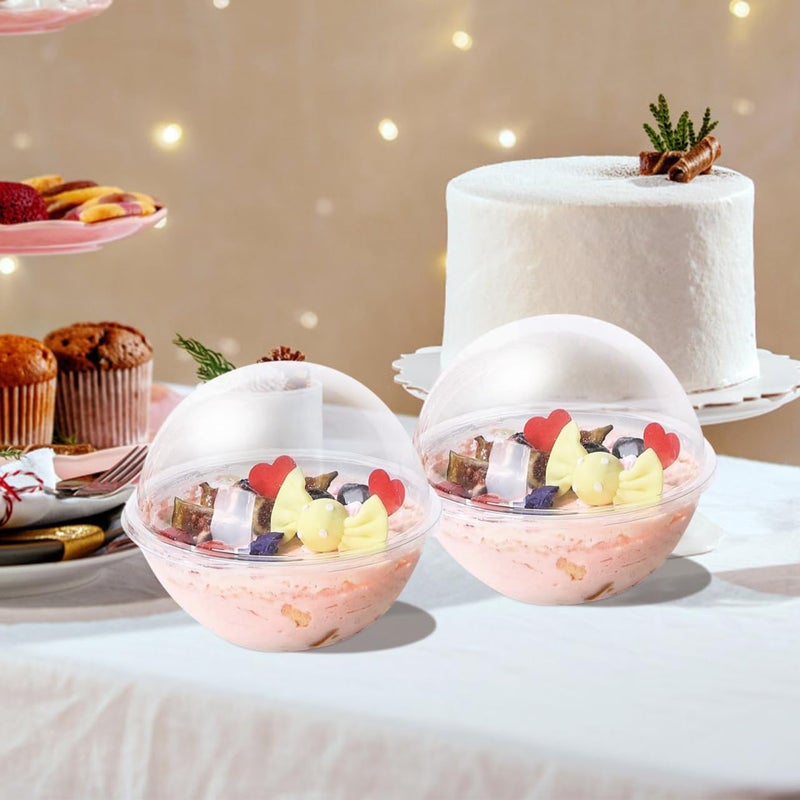 Cabilock Clear Plastic Fillable Ornaments 350ml Cupcake Box 10pcs Mousse Cake Muffin Carrier Acrylic DIY Mother's Day Party Christmas Tree Decorations Dessert Packaging Holder Bakery Food Container - Image 2