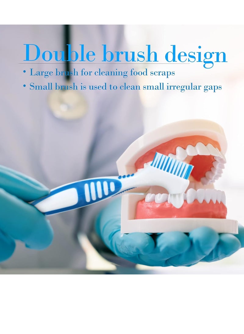 Bvcewilty - Denture Brush 4PCS Denture Toothbrushes，Cleaning Brush Double Sided Toothbrush with Multi-Layered Bristles and Rubber Anti-Slip Handle - for Denture Cleaning Care (Green,Purple,Blue,Orange) - Image 1