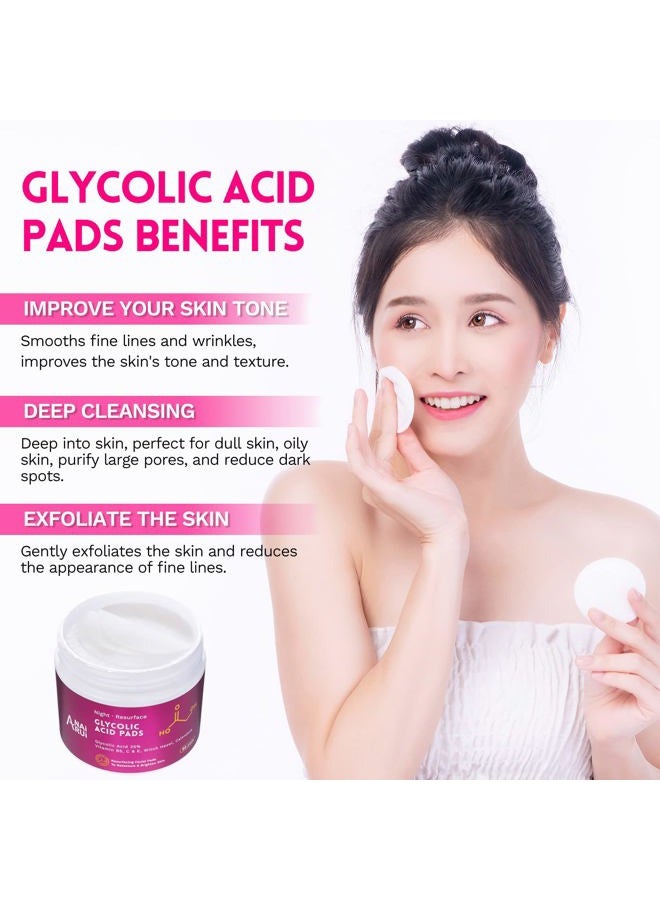 ANAI RUI Glycolic Acid Peel Pads 35% AHA Resurfacing Facial Pads with Vitamins B5, Witch Hazel, Calendula, Facial Exfoliating Pads, Acid Peel for Face Dark Spots and Reduces Fine Lines 80 Pads - Image 2
