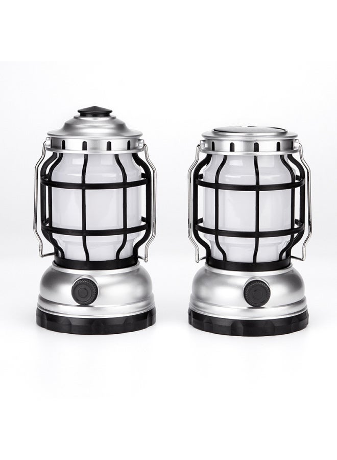 Lantern Outdoor Retro Camping Lamp Solar Charging Portable Multifunctional Camping Strong Light Portable Lamp-Color:1991: White Light + Flame Lamp + Dry Battery (Self-provided Three 5th Batteries) - Image 5