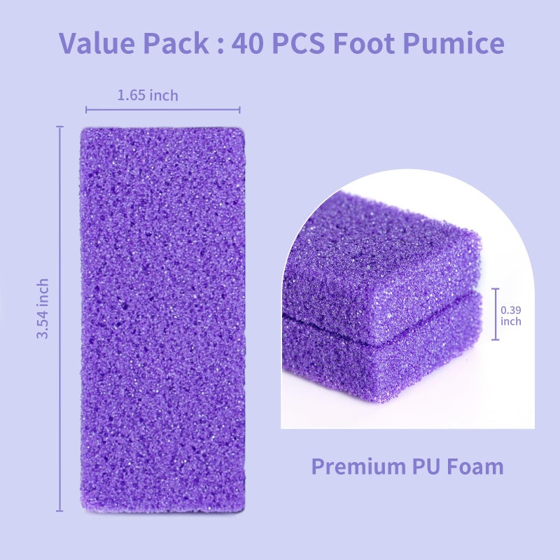NOVAL Pumice Stone for Feet Scrubber Dead Skin Disposable Foot Pumice Foot Callus Remover Pedicure Tools Purple Pumice Sponge Nail Salon Home Use,40 PCS - Image 5
