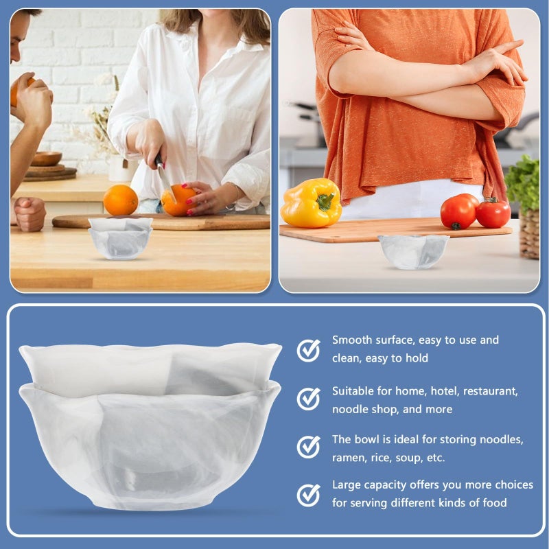 Nordic Marble Pattern Ceramic Rice Porridge Bowls Set Of 2 Gray Stoneware Soup And Salad Bowls - Image 5