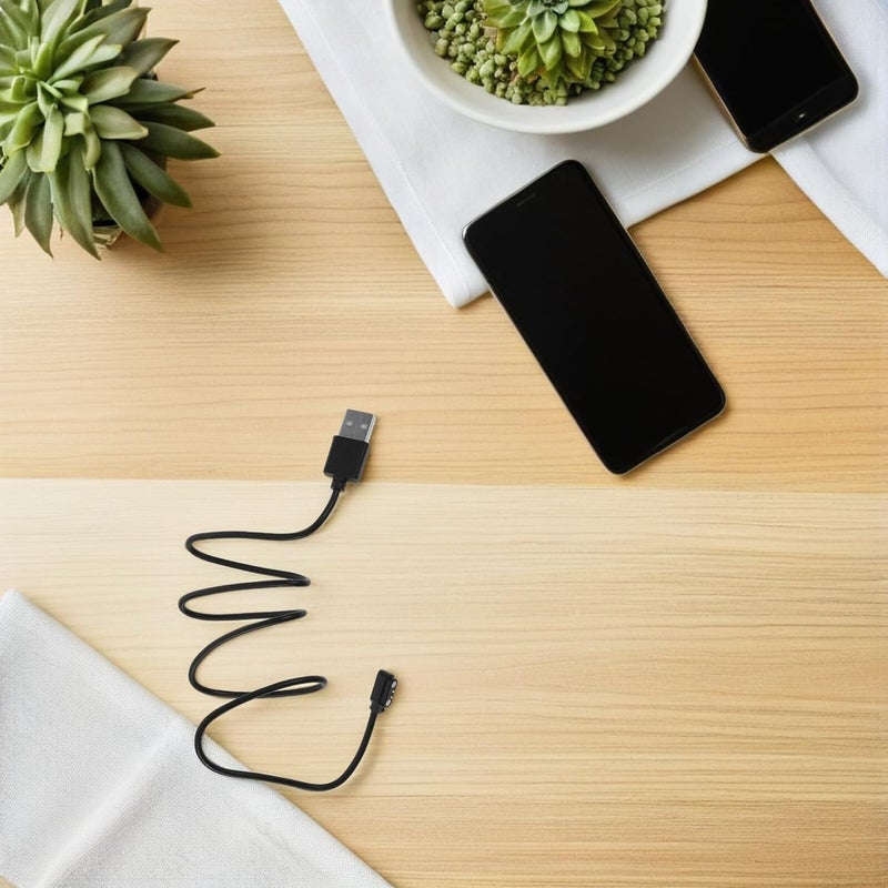 كوبيلي 10 قطع كابل شاحن ساعة ذكية مغناطيسي عالمي USB سريع الشحن بنقطتين متوافق مع أجهزة تتبع اللياقة البدنية والساعات الذكية للسفر والاستخدام اليومي أسود 60 سم - Image 4