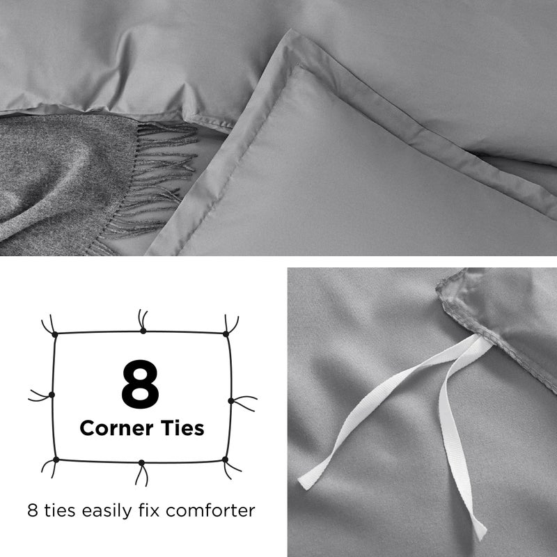 Bedsure Duvet Cover Queen Size - Soft Double Brushed Bedding Set for Kids & Adults, Zipper Closure, 3 Pieces, Includes 1 Duvet Cover (90"x90") & 2 Pillow Shams, NO Comforter, Grey - Image 5