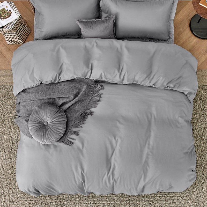 Bedsure Duvet Cover Queen Size - Soft Double Brushed Bedding Set for Kids & Adults, Zipper Closure, 3 Pieces, Includes 1 Duvet Cover (90"x90") & 2 Pillow Shams, NO Comforter, Grey - Image 3