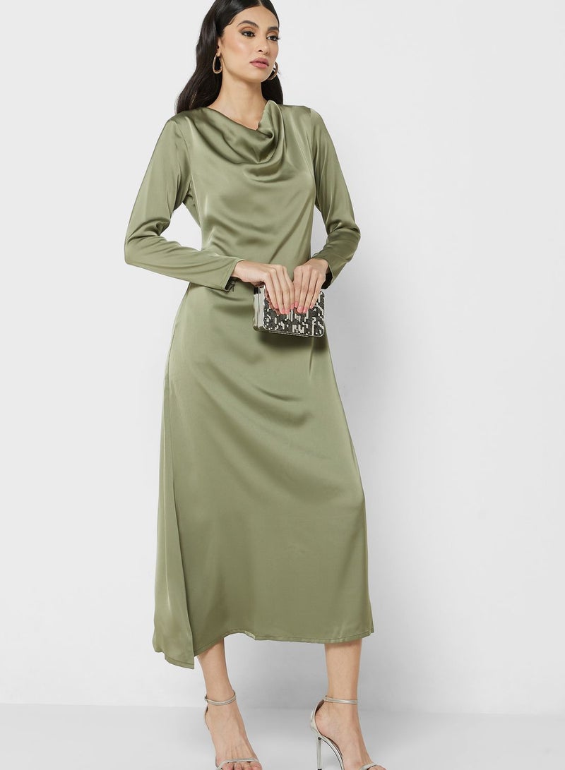 Khizana Satin Cowl Midi Dress  - Image 1