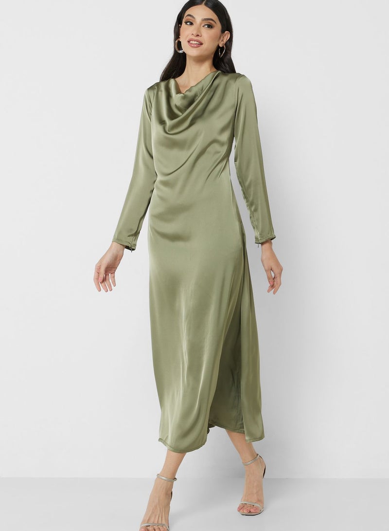 Khizana Satin Cowl Midi Dress  - Image 4