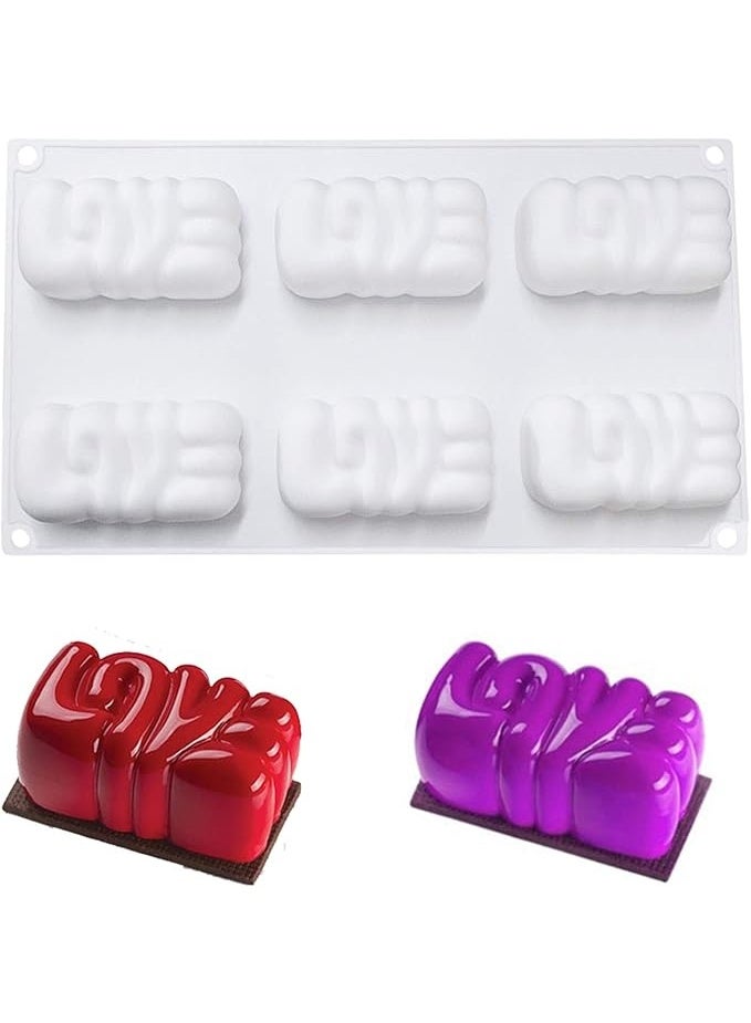ISKYBOB 6 Cavity Love Letter Silicone Mousse Mold 3D Words Baking Pan Ice Cube Making Tray for DIY Dessert, Resin Casting, Valentine's Day  - Image 1