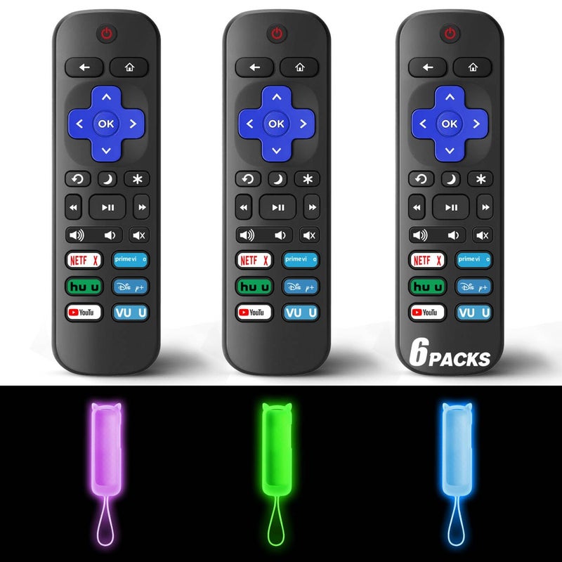 Wevove (Pack of 3) Replacement Remote Only for Roku TV with Soft Protective Cover (Glow in The Dark), Universal Remote for TCL Roku/Hisense Roku/Onn Roku/Sharp Roku/Element Roku/Philips Roku Smart TV - Image 1