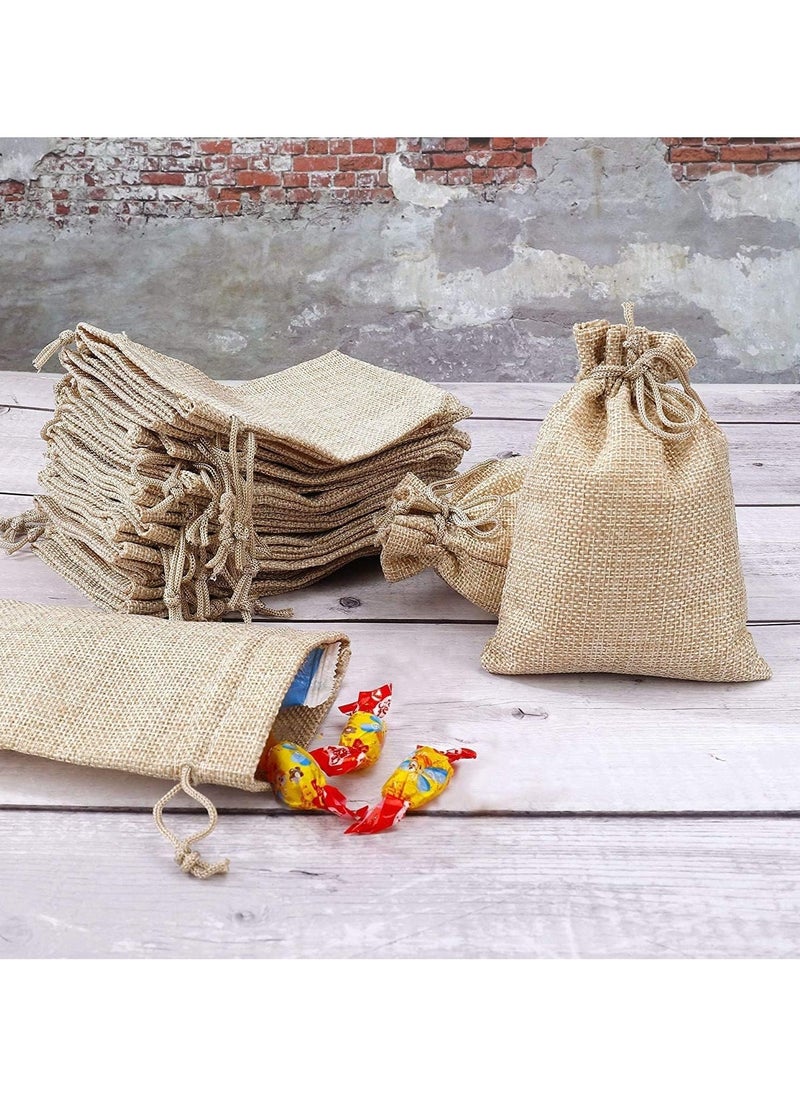 MARKQ [Pack of 12] Burlap Bags with Drawstring – 13 x 18 cm Hessian Jute Bags for Wedding Gifts, Eid Gifts, Candy & Jewelry Pouches  - Image 4