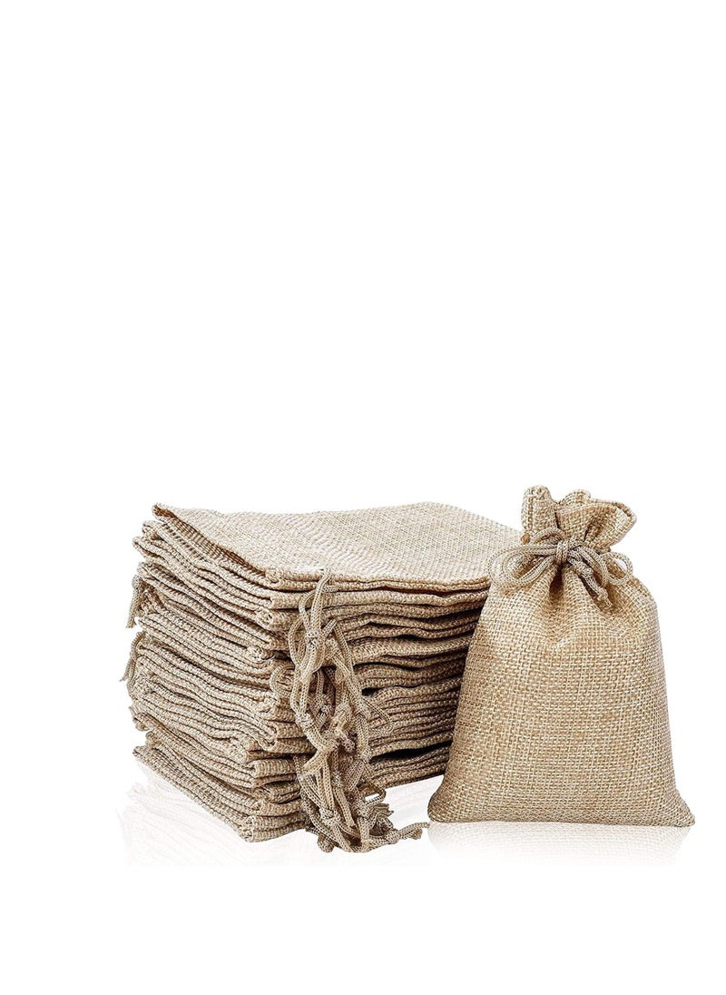 MARKQ [Pack of 12] Burlap Bags with Drawstring – 13 x 18 cm Hessian Jute Bags for Wedding Gifts, Eid Gifts, Candy & Jewelry Pouches  - Image 1