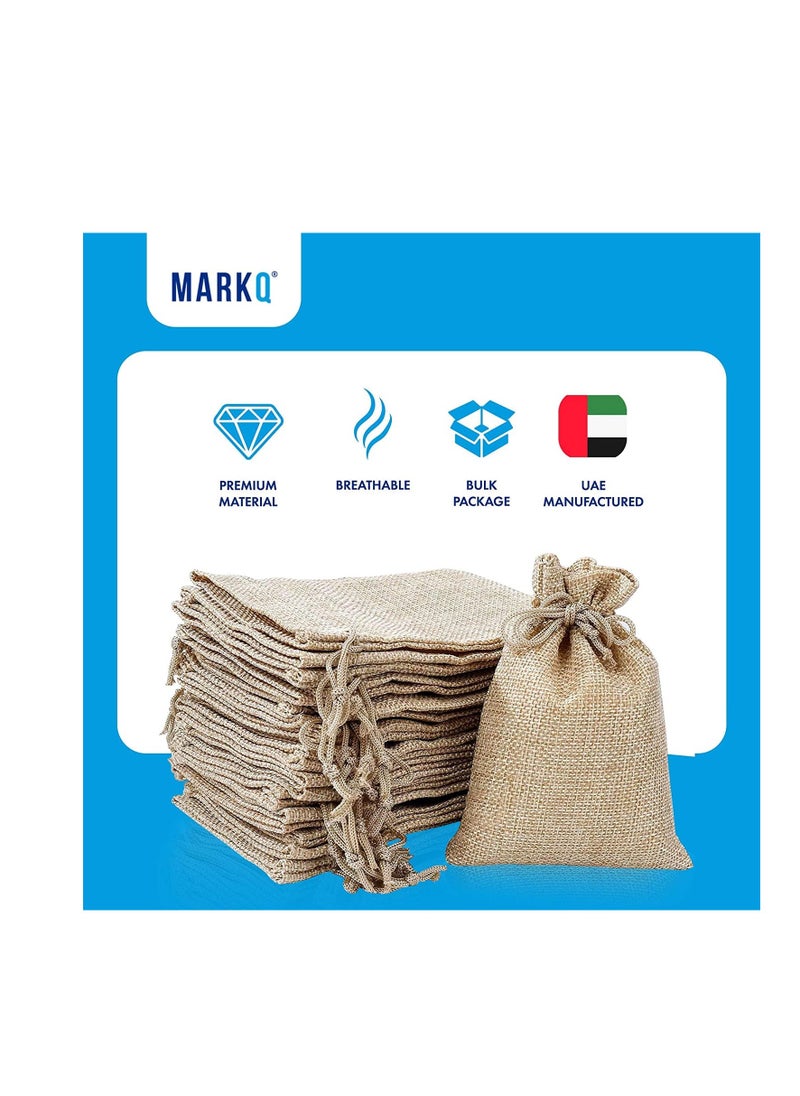 MARKQ [Pack of 12] Burlap Bags with Drawstring – 13 x 18 cm Hessian Jute Bags for Wedding Gifts, Eid Gifts, Candy & Jewelry Pouches  - Image 3