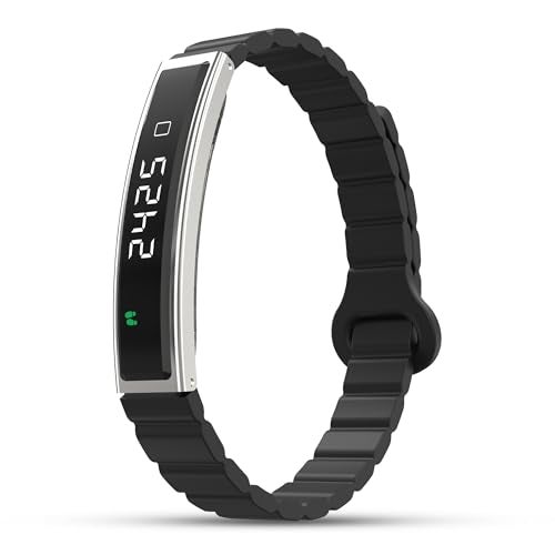 Pebble Newly Launched Arq Smart Bracelet – Digital Display | Heart Rate & SpO2 Monitoring | Sleep Tracker | Sports Modes | Magnetic Strap | Premium Build (Jet Black) - Image 1