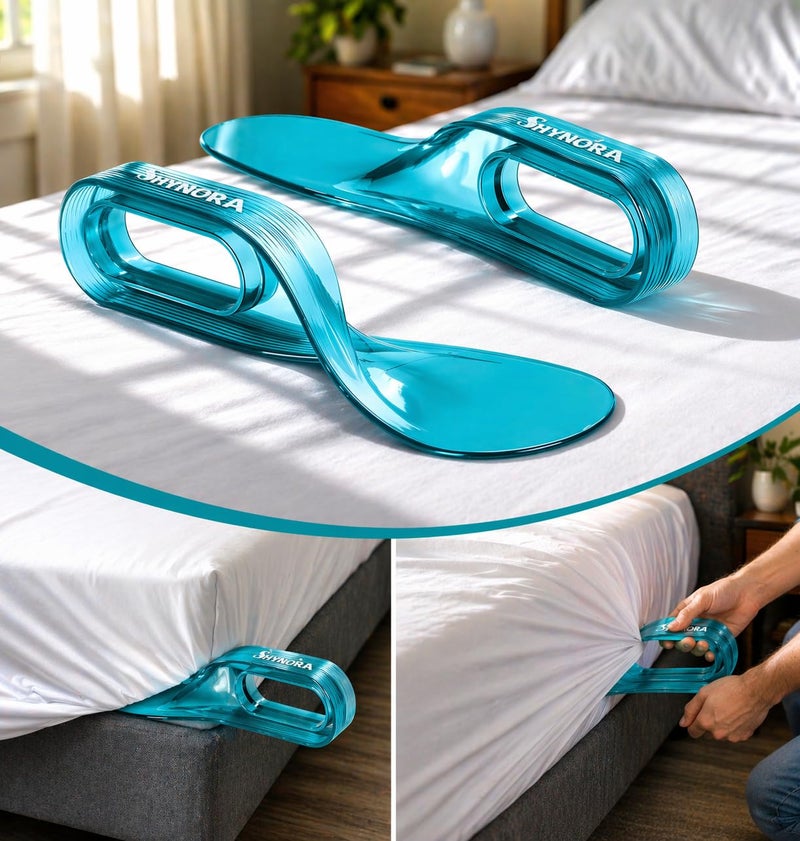 Shynora 2-Pcs ABS Plastic Bedsheet Tucker Tool for Easy Bed Making | Double Bed Mattress Lifter & Tucking Tool | Ergonomic Design for Elderly, Pregnant Women & Back Pain Relief | Pack of 2, Blue - Image 1