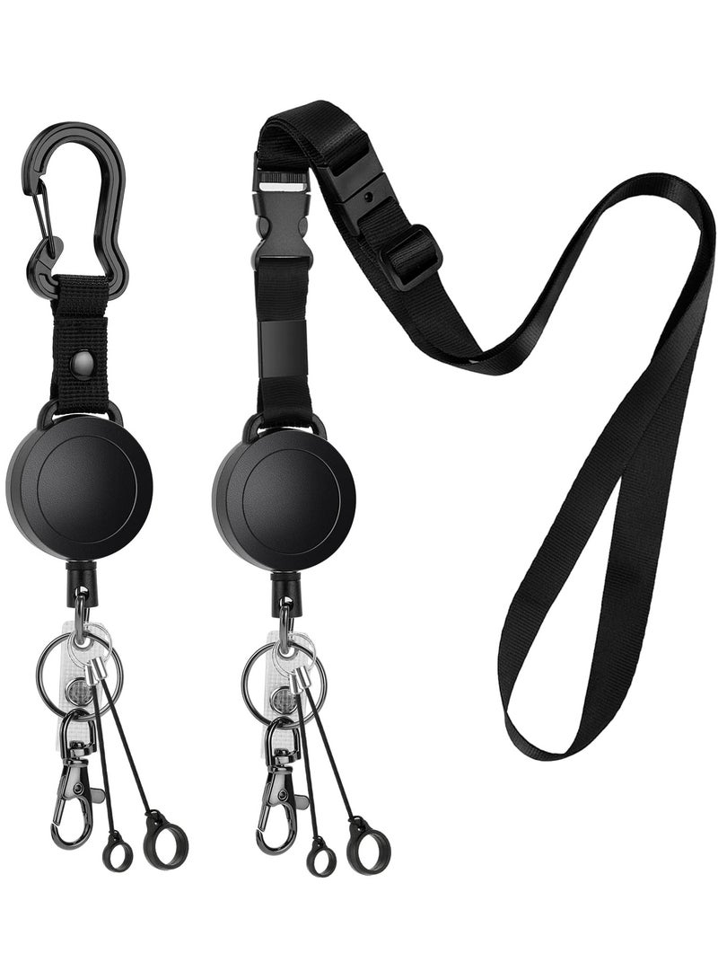 Zikra Heavy Duty Retractable ID Badge Holder Key Reel with Adjustable Breakaway Lanyard, Carabiner, Key Ring, Pen Holders, Lobster Clip, ID Badge Strap and 32” Retractable Cord (2 Pack) - Image 1