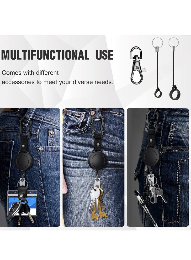Zikra Heavy Duty Retractable ID Badge Holder Key Reel with Adjustable Breakaway Lanyard, Carabiner, Key Ring, Pen Holders, Lobster Clip, ID Badge Strap and 32” Retractable Cord (2 Pack) - Image 5