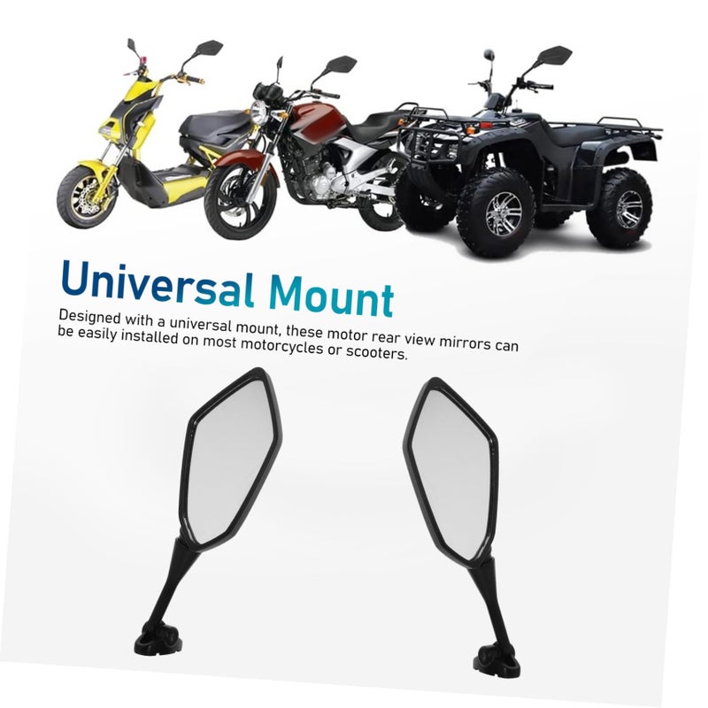 Universal Motorcycle Side Mirrors Easy Installation Black Enhanced Safety - Image 3