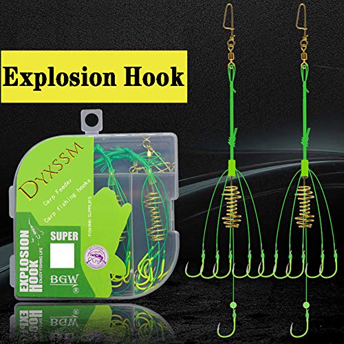 Dyxssm Carp Fishing Feeders Bait Fishing Hooks with Fishing Spring Carp Feeder (Pack of 4) (Green, 10#) - Image 5