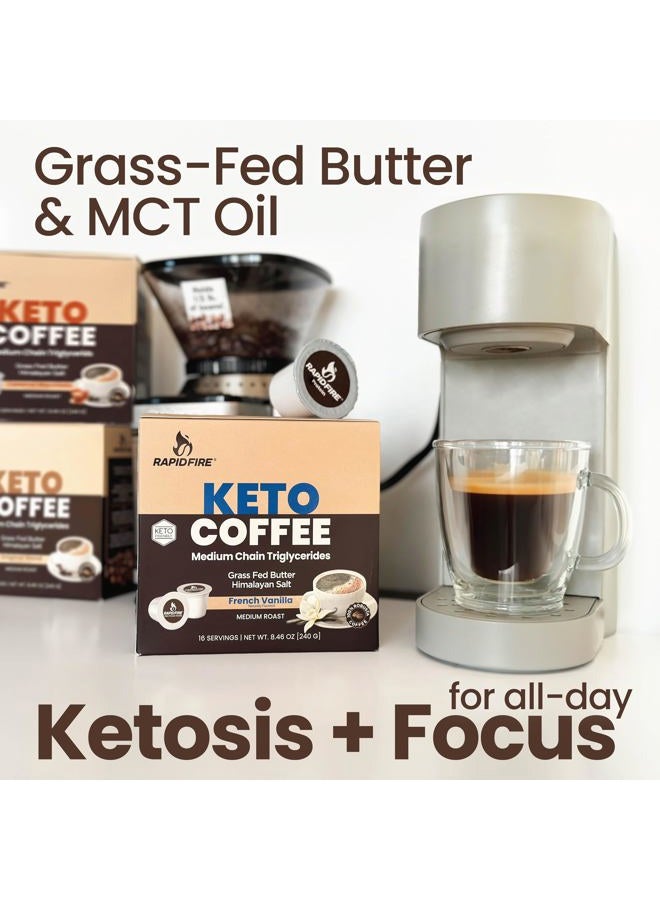 Rapid Fire Rapidfire French Vanilla Ketogenic High Performance Keto Coffee Pods, Supports Energy & Metabolism, Weight Management, Single Serve K Cup, Brown, 16 Count - Image 2