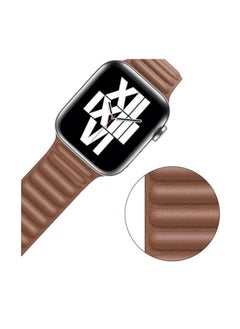 ten.tech TenTech Magnetic Genuine Leather Watch Band for Apple Watch Ultra/Ultra 2, Size 49mm 45mm 44mm 42, Adjustable Sport Band with Magnetic Closure for iWatch Series 9/8/7/6/5/4/3/2 /1/SE – brown  - Image 4