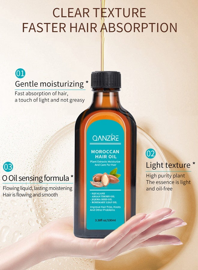 QANZIRE Moroccan Hair Oil, Plant Extracts Moisturize And Care For Hair,Improve Hair Frizz,Knots And Other Problems 100ml - Image 4