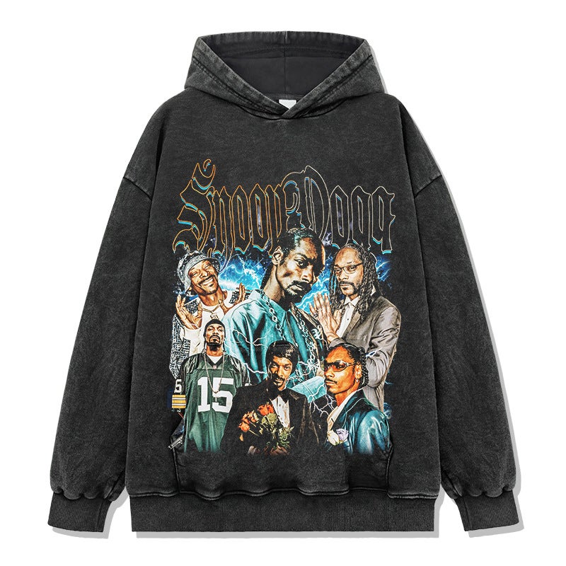 Retro Hip-Hop Snoop Dogg Snoopy Dog ​​Print Short-Sleeved T-Shirt Heavy Round Neck Hooded Sweatshirt - Image 1