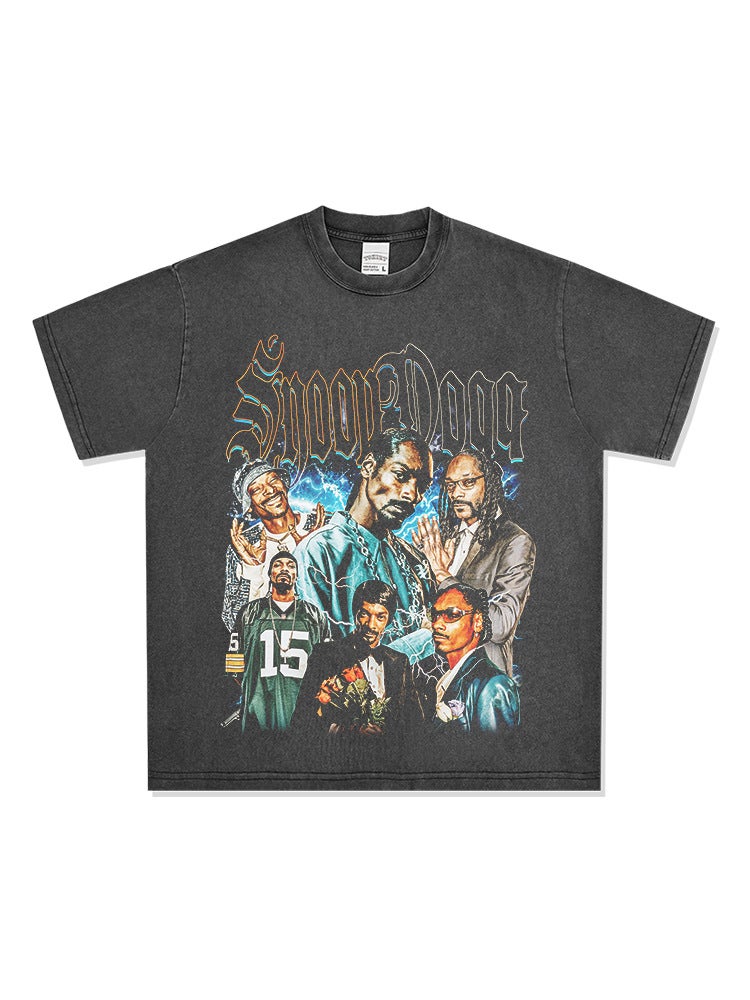 Retro Hip-Hop Snoop Dogg Snoopy Dog ​​Print Short-Sleeved T-Shirt Heavy Round Neck Hooded Sweatshirt - Image 5