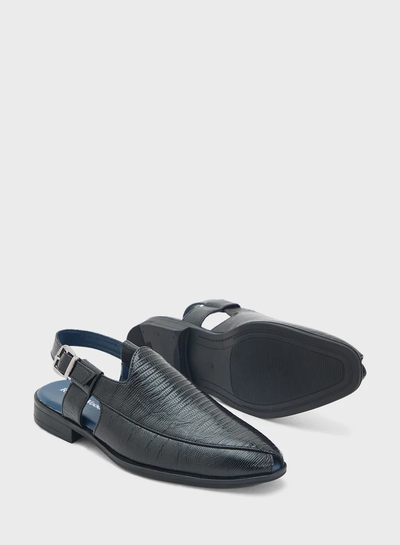 Robert Wood Snake Print Peshawari Sandals