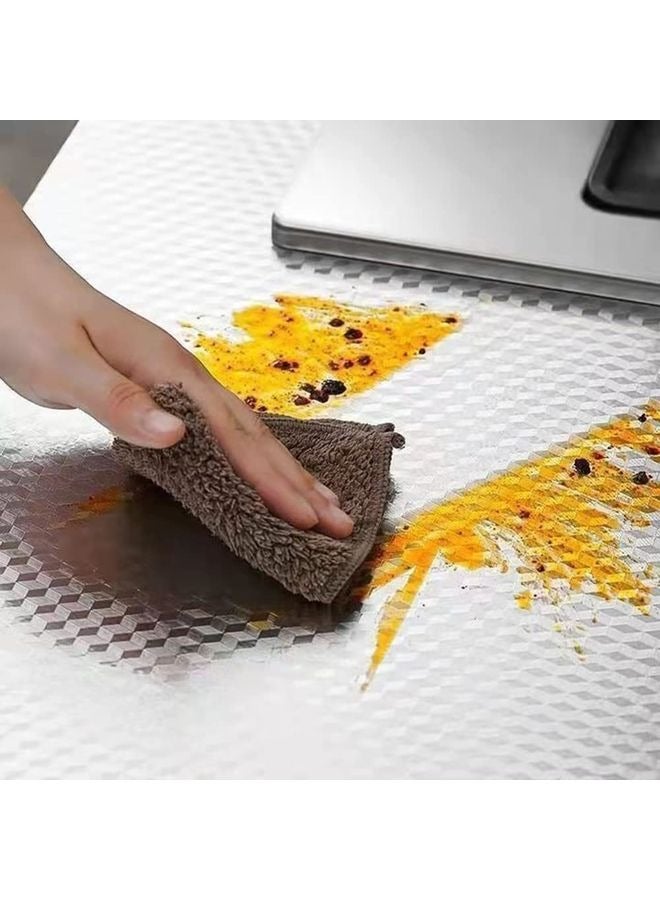 HOMESTAR Kitchen Waterproof Oil Proof Aluminum Foil Sticker, Silver Chequer Peel and Stick Wallpaper Removable and Self Adhesive Paper for Kitchen Countertops Cabinet - Image 5