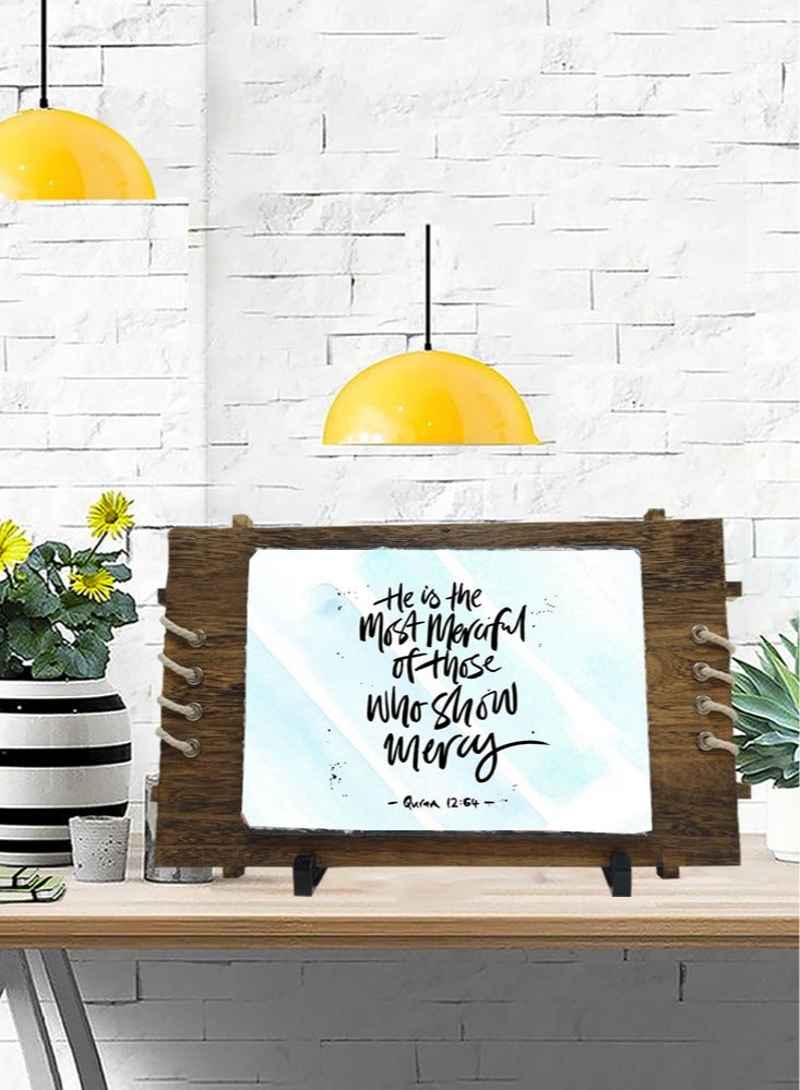 Service Zone Protective Printed White Rectangle Shape Marble Photo Frame for Table Top He Is The Most Merciful Of Those Who Show Mercy  - Image 1