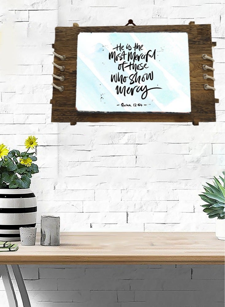 Service Zone Protective Printed White Rectangle Shape Marble Photo Frame for Table Top He Is The Most Merciful Of Those Who Show Mercy  - Image 2