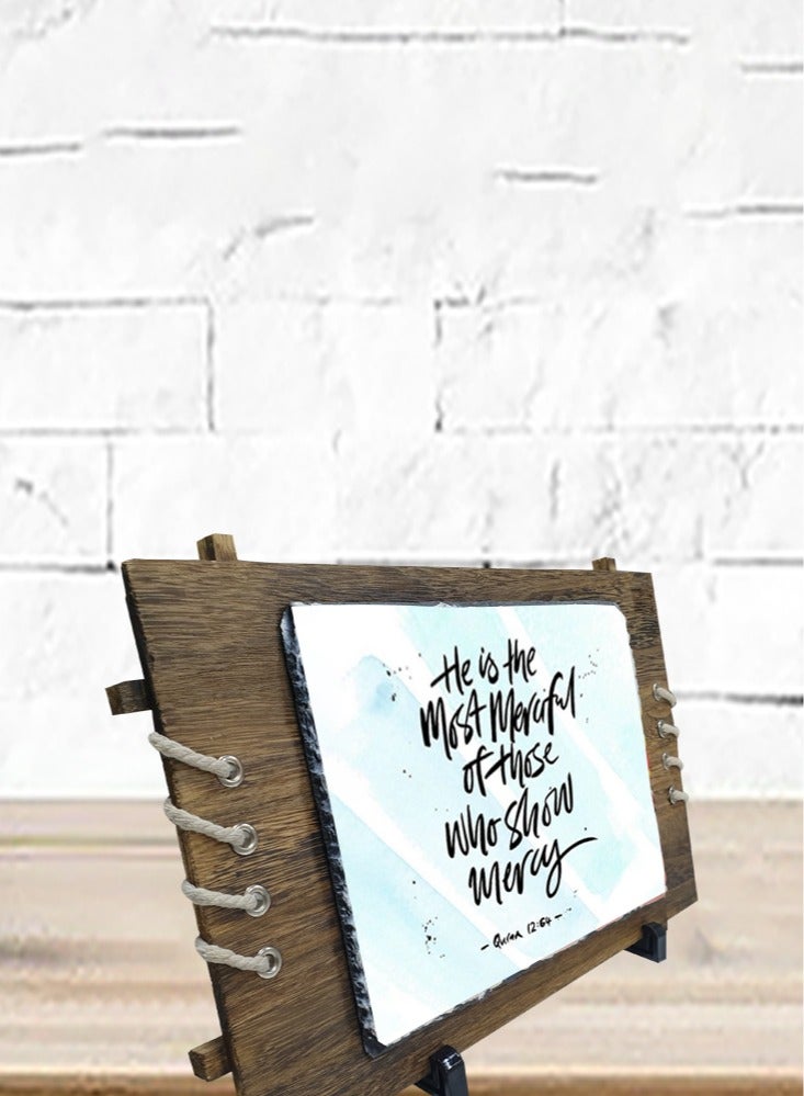 Service Zone Protective Printed White Rectangle Shape Marble Photo Frame for Table Top He Is The Most Merciful Of Those Who Show Mercy  - Image 3