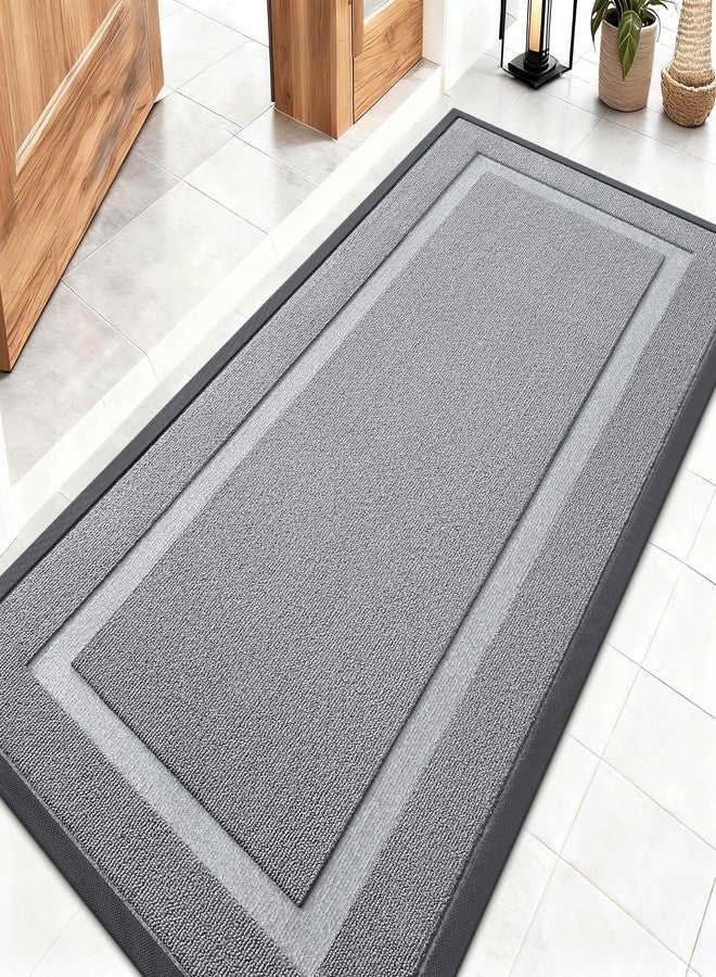 OLANLY Front Door Mat Indoor Outdoor Entrance, Waterproof All-Season, All-Weather Doormat, Sturdy Natural Rubber, Low Profile, Easy Clean Patio Porch Entryway Mat, 47x23, Ash Gray - Image 1