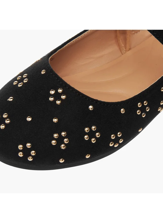 Little Missy Girls Embellished Ballerina Shoes with Hook and Loop Closure