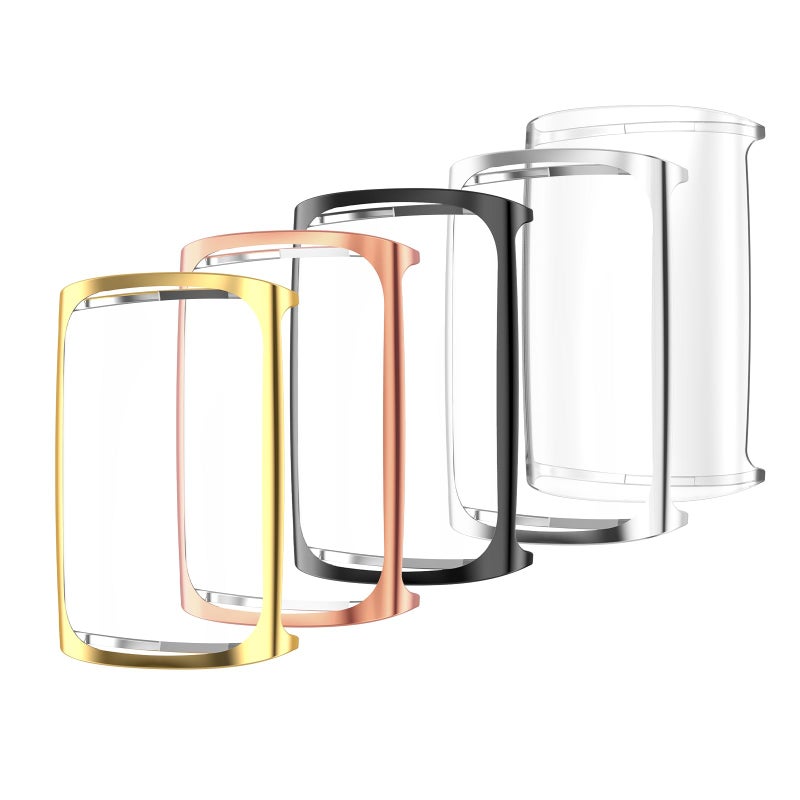 Simpeak 5-Pack Soft Screen Protector Bumper Case Compatible with Fitbit Charge 6 Charge 5 Smartwatch, Full Protection, Rose Pink/Clear/Silver/Black/Rose Gold - Image 1