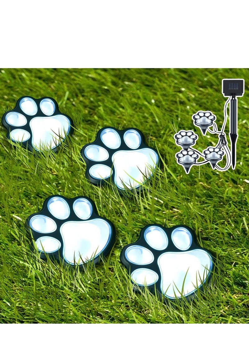 SYOSI 4 Set Outdoor LED Paw Solar Decor Lamp Solar Dog Cat Animal Paw Print Lights for Patio Yard Walkway Garden Path Lawn Yard Lighting Any Pet Dog Cat Lover White Light - Image 1