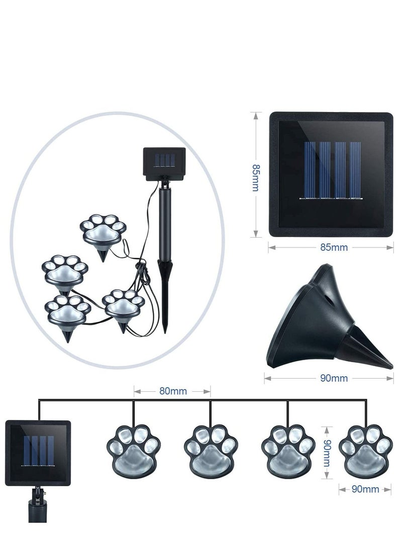 SYOSI 4 Set Outdoor LED Paw Solar Decor Lamp Solar Dog Cat Animal Paw Print Lights for Patio Yard Walkway Garden Path Lawn Yard Lighting Any Pet Dog Cat Lover White Light - Image 4