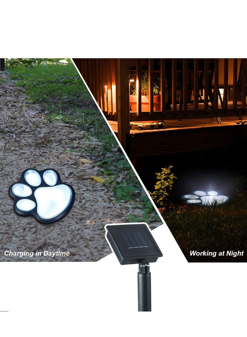 SYOSI 4 Set Outdoor LED Paw Solar Decor Lamp Solar Dog Cat Animal Paw Print Lights for Patio Yard Walkway Garden Path Lawn Yard Lighting Any Pet Dog Cat Lover White Light - Image 3