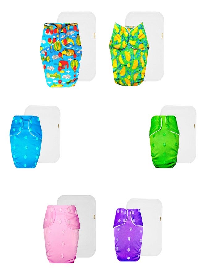 Dumbledo Premium Cloth Diaper with Cotton Insert (Pack of 6) | Hypoallergenic | Breathable | Quick Dry | All-Day Wear | 3 Months - 3 Years | Unisex Baby - Image 1