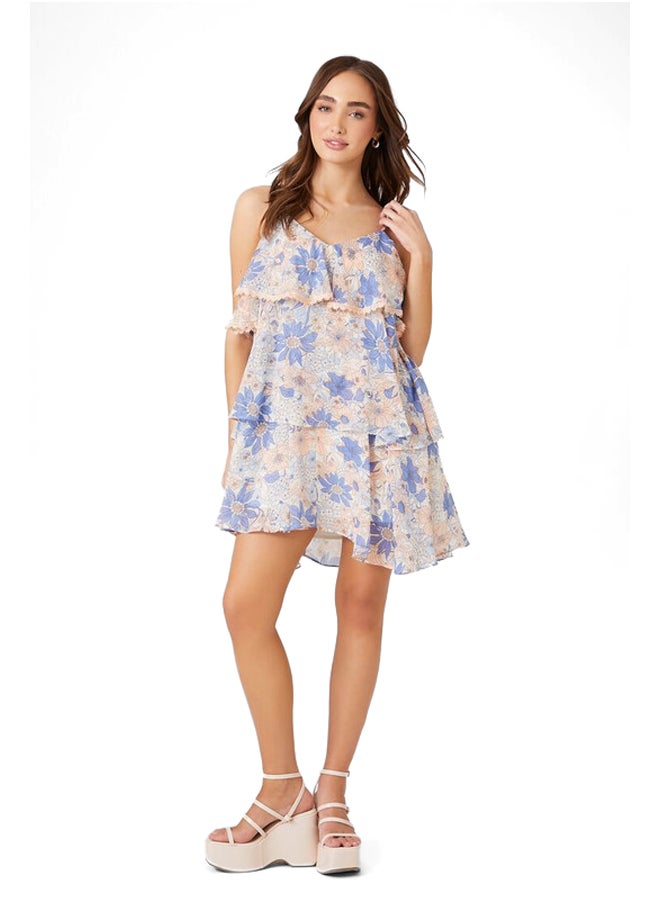 FOREVER 21 - Floral Tiered Flounce Mini Dress - Image 1