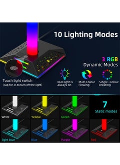 فلاشهوك حامل حامل سماعة رأس RGB بضوء ملون مع منفذي USB 2.0 ومقبس صوت  - Image 3