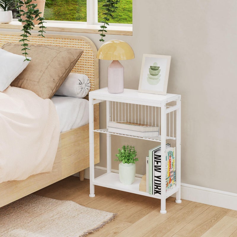 Lifenite Side Table for Small Spaces, Narrow End Table with Magazine Holder, 2 in 1 Design Slim Side Table, Skinny Nightstand for Living Room Bedroom, Thin Side Magazine Table, White - Image 4